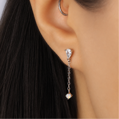 Pear Opal Dangle Studs