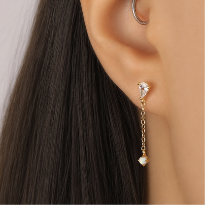 Pear Opal Dangle Studs