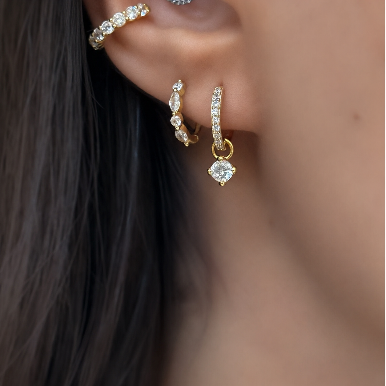 White Marquise Hoop