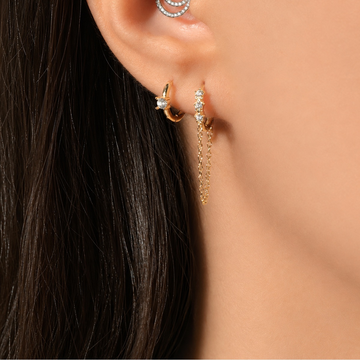 Star Chain Drop Hoops