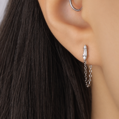 Tapered Baguette Drop Chain Studs