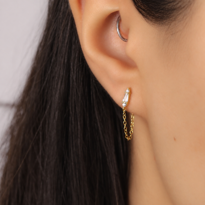 Tapered Baguette Drop Chain Studs