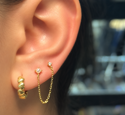 Linked Pearl & Crystal Studs