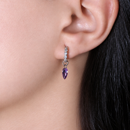 Purple Floating Crystal Hoops