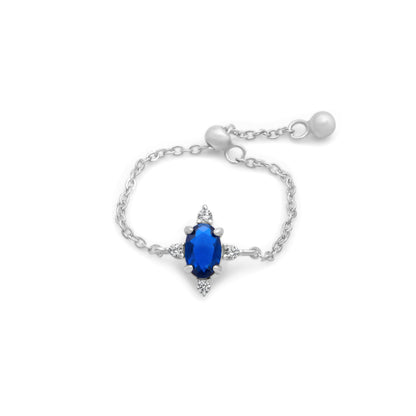 Sapphire Blue Star Chain Ring