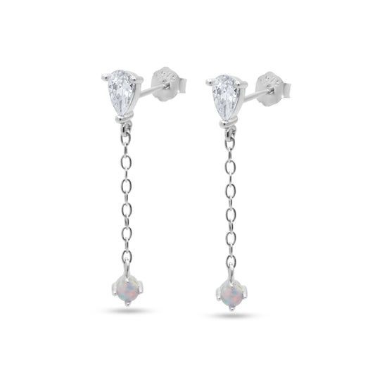 Pear Opal Dangle Studs