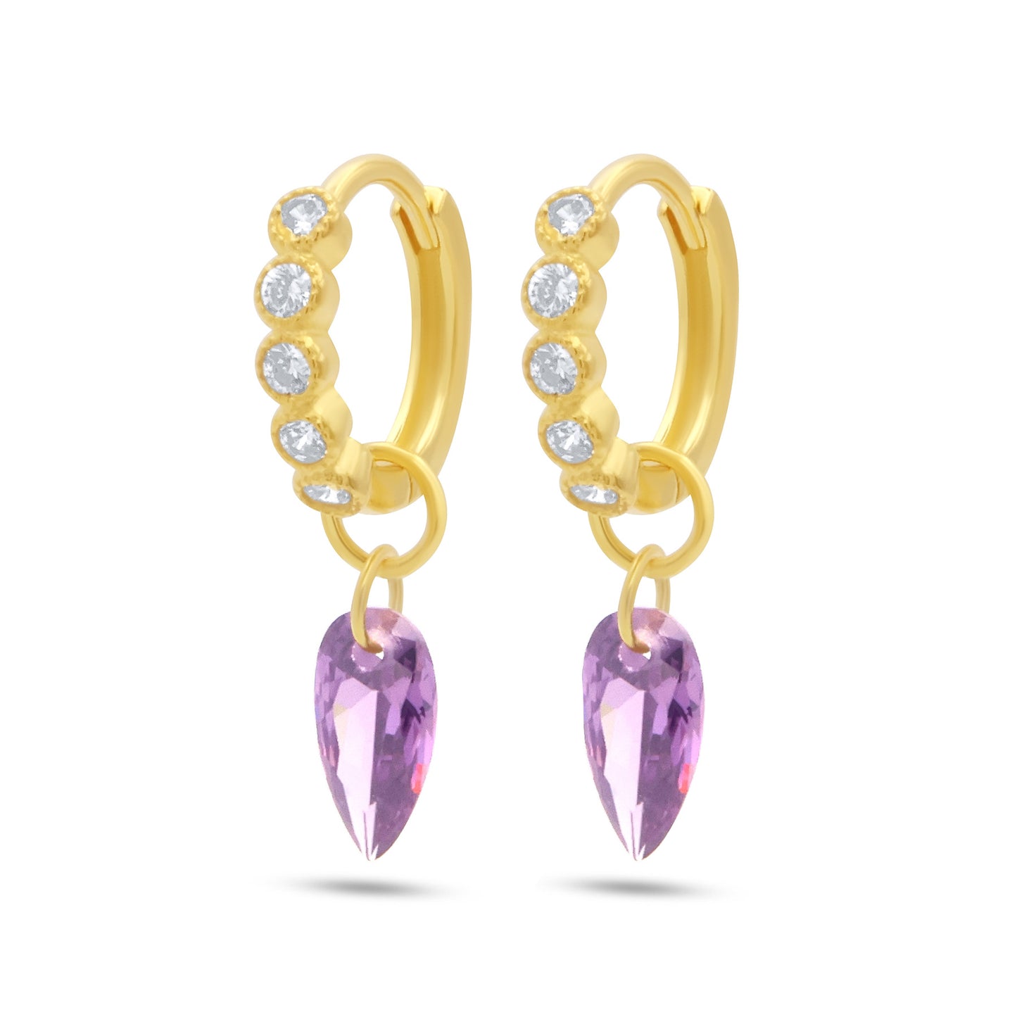 Purple Floating Crystal Hoops