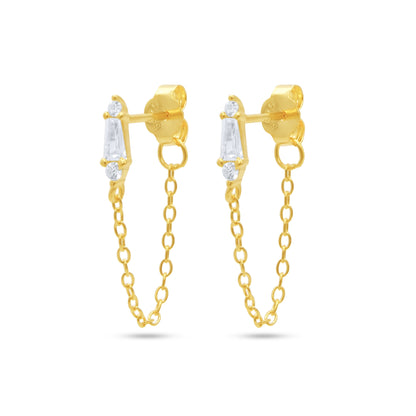 Tapered Baguette Drop Chain Studs