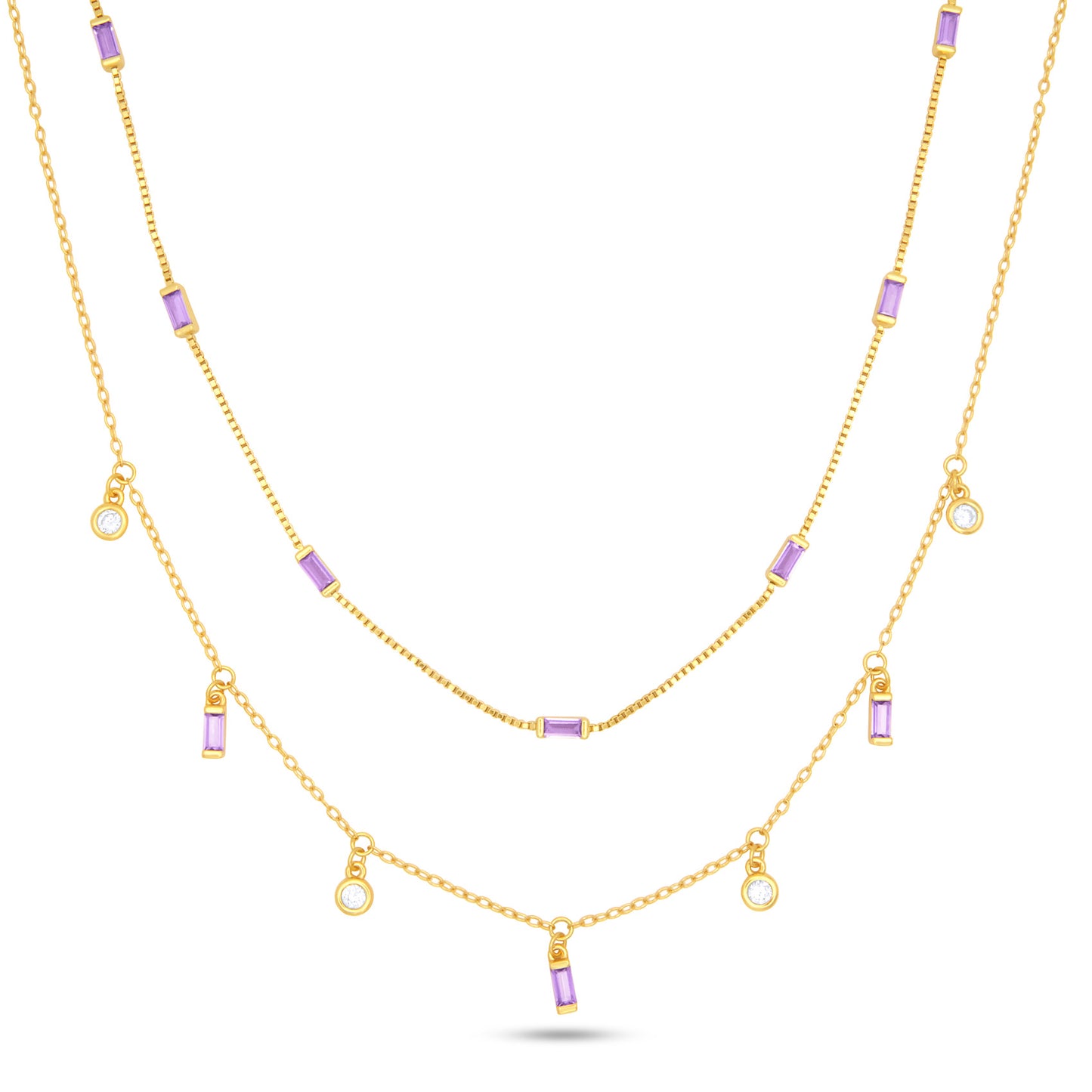 Mini Baguette Necklace Set